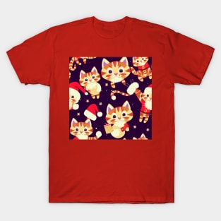 Santa Cat Kitten Pattern T-Shirt